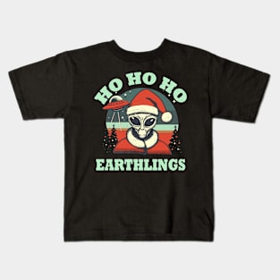 Ho Ho Ho Earthlings Alien Christmas Horror Kids T-Shirt